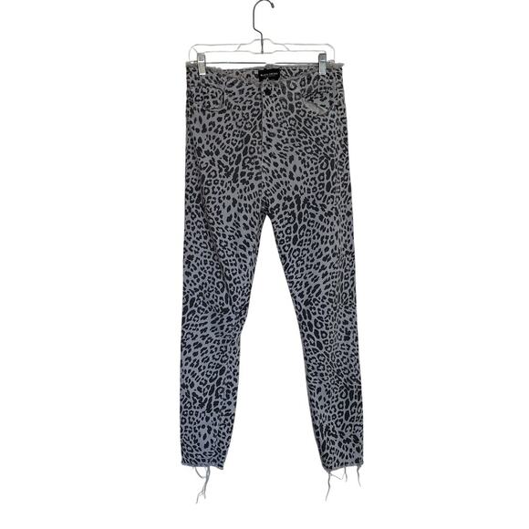 BLACK ORCHID Robin High Rise Frayed Skinny Jeans Size 30 Cheetah Print Gray - Picture 1 of 8